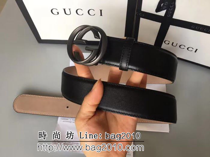 古馳CUCCI 雙面頭層 頂級小牛皮面 純銅噴漆扣男士皮帶 GHG1122